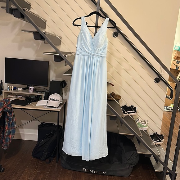 Bill Levkoff Blue Bridesmaid Dress - Picture 1 of 8